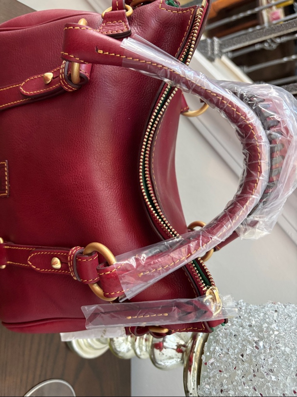 Dooney & Bourke Florentine Leather Satchel REGULAR Bordeaux - Picture 2 of 6